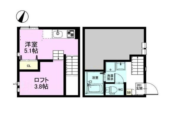 RIZEST東浦和I(ワンルーム/2階)の間取り写真