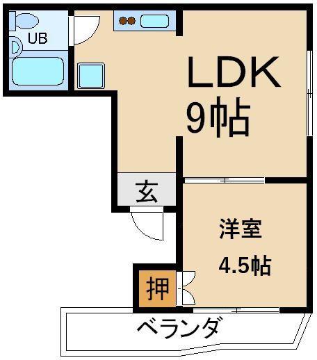 須山ハピネス(1LDK/3階)の間取り写真