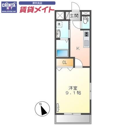グレーシア(1K/2階)の間取り写真