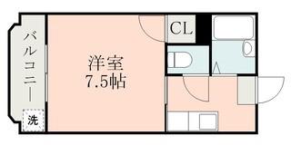 レインボー上荒田(1K/4階)の間取り写真