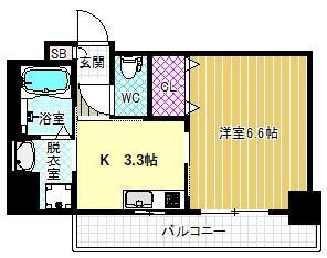 アミル9(1K/6階)の間取り写真