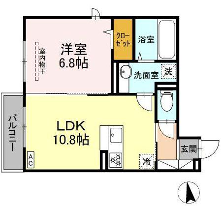 GRAND D-ROOM 島内新橋(1LDK/2階)の間取り写真