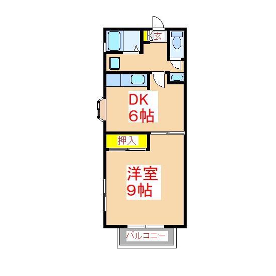 グリナリー(1DK/2階)の間取り写真