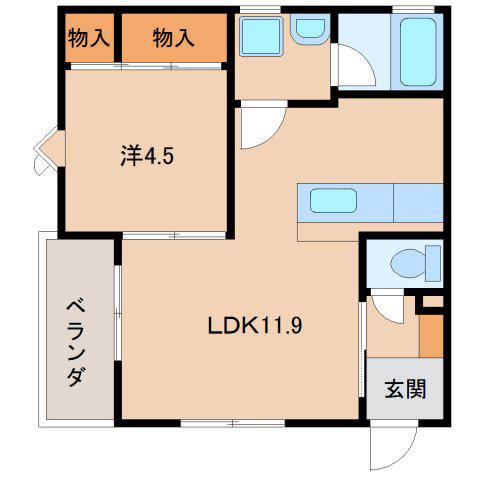 CASA KUROTORI(1LDK/2階)の間取り写真
