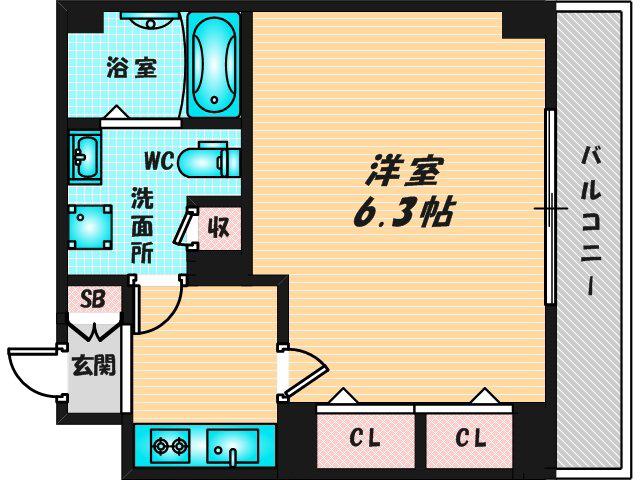 RITZ SQUARE STREAM I(1K/2階)の間取り写真