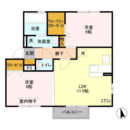 フィロソフィア A棟(2LDK/1階)の間取り写真