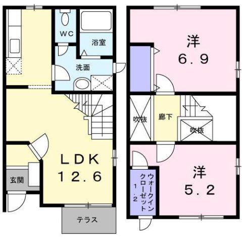 ソレイユ(2LDK/1階)の間取り写真