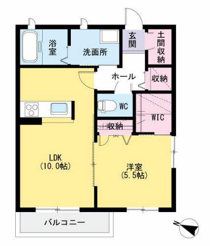ヴィレッタ浅生 (1LDK/2階)の間取り写真