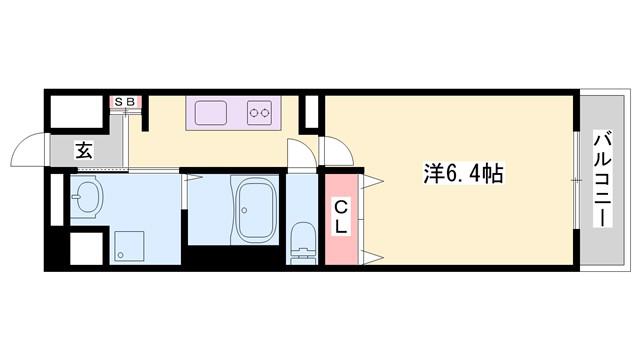 インタービレッジ船丘(1K/7階)の間取り写真