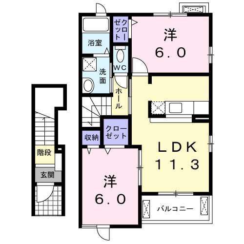 フレア SAKU(2LDK/2階)の間取り写真