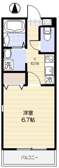 クレイス武蔵関(1K/2階)の間取り写真