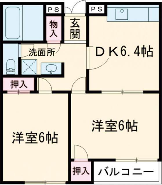 ガーデン浜尻(2DK/2階)の間取り写真