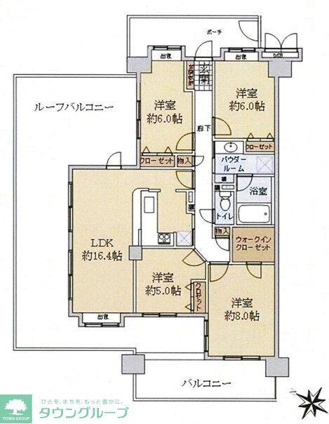 ダイアパレスヒルトップ・エフ千葉寺駅前(4LDK/8階)の間取り写真