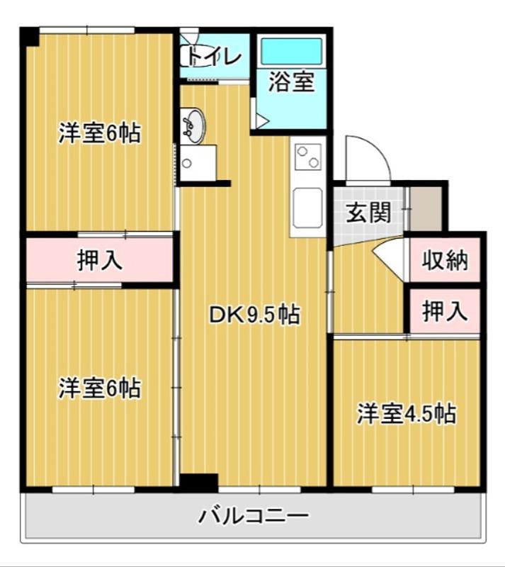 グランメール向陽 01(3DK/3階)の間取り写真