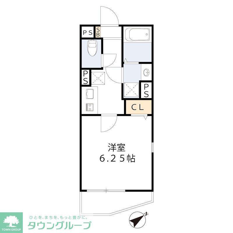 ハピネス元町(1K/4階)の間取り写真