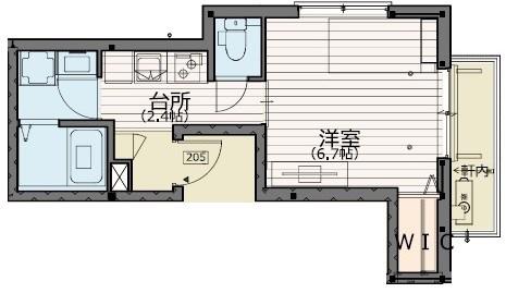 フレール駒沢(1SK/2階)の間取り写真