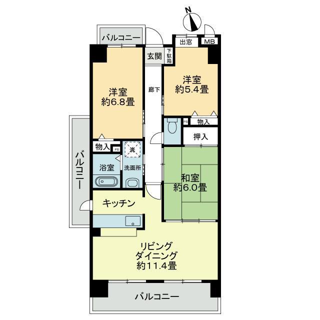 スカールITO(3LDK/7階)の間取り写真
