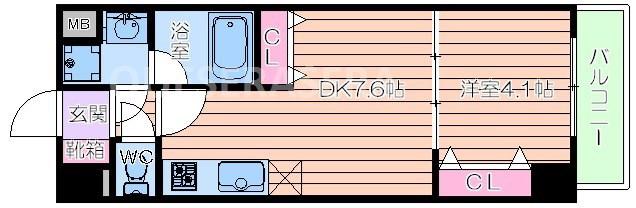 ONE ROOF FLAT TENJINBASHI(1DK/5階)の間取り写真