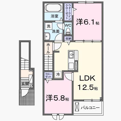 平田台アネックス(2LDK/2階)の間取り写真