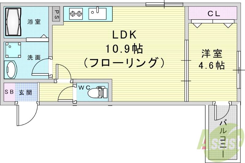 LE COCON(1LDK/1階)の間取り写真