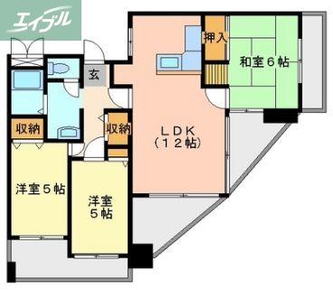 ふぁみーゆ旭川(3LDK/7階)の間取り写真