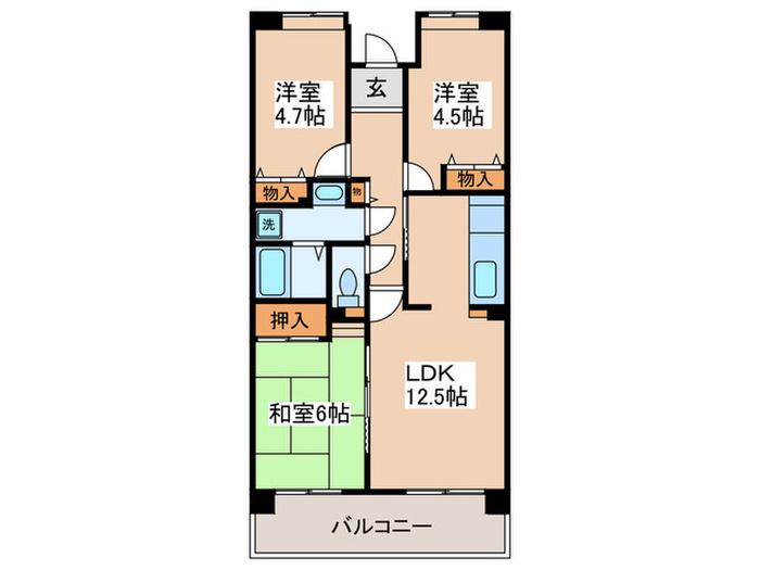 コーポレート鷺沼(3LDK/5階)の間取り写真