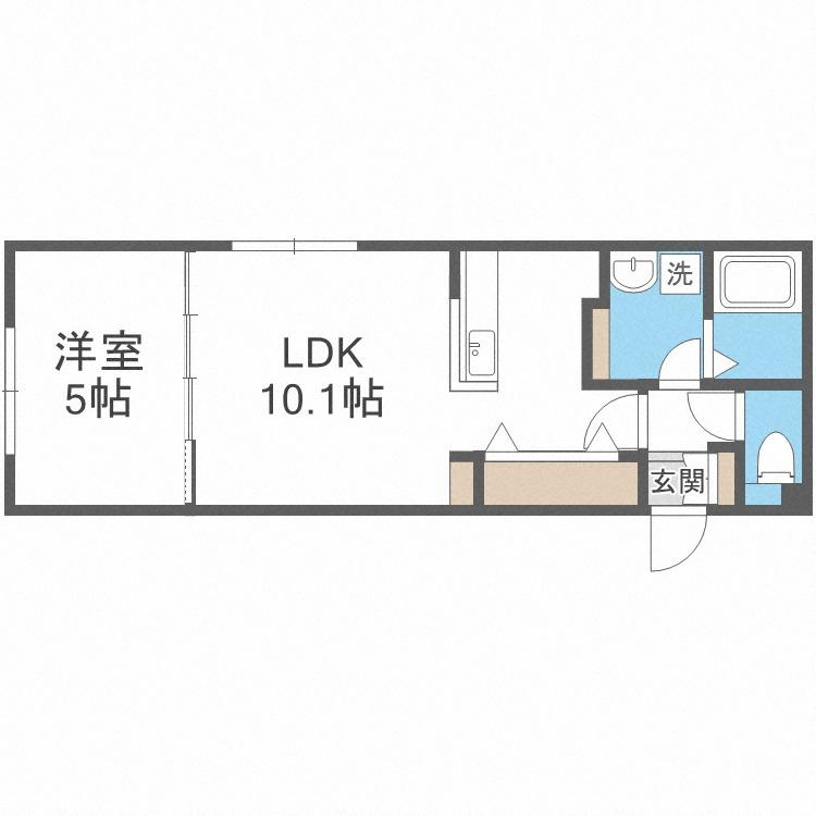 グランティエラ平岸(1LDK/5階)の間取り写真