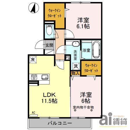 匠乃館B(2LDK/3階)の間取り写真
