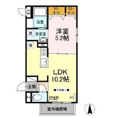 D-ROOM発寒南(1LDK/2階)の間取り写真