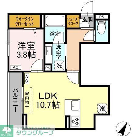 テムズフィオーレ(1LDK/3階)の間取り写真
