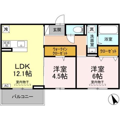 セジュールST(2LDK/1階)の間取り写真