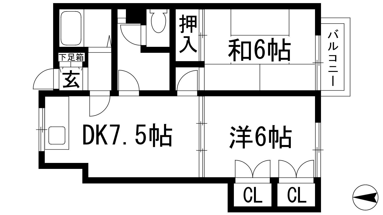 逆瀬川ハウス(2DK/2階)の間取り写真
