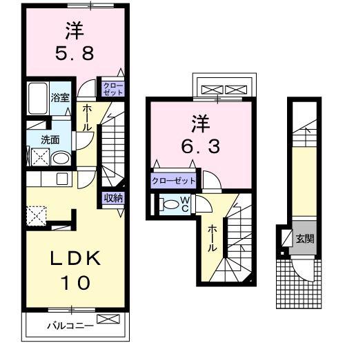 マーベラスI(2LDK/2階)の間取り写真