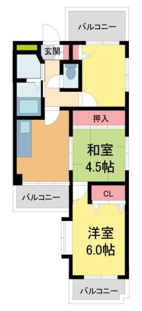 シュロス五月山I(3DK/5階)の間取り写真