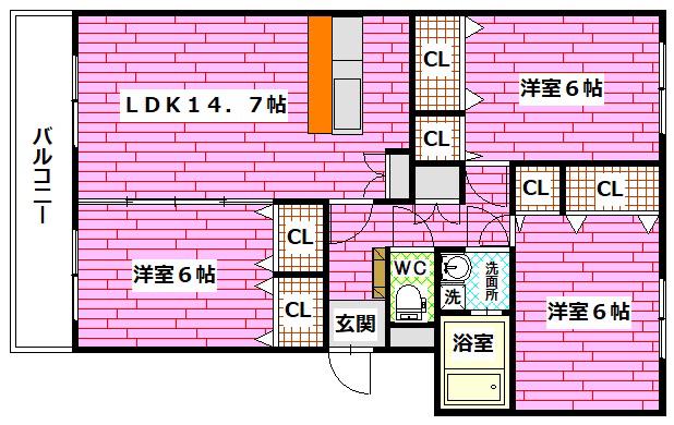 大和ガーデンコート2号棟(3LDK/2階)の間取り写真
