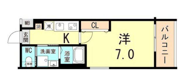 リアコートJR須磨鷹取(1K/4階)の間取り写真