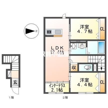 ヴィオラ本鳥栖(2LDK/2階)の間取り写真