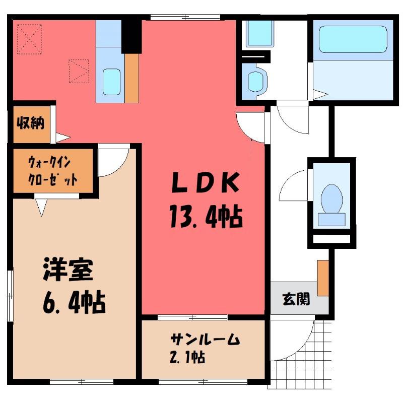 フォックス ゲート S(1LDK/1階)の間取り写真