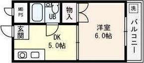 メイプルワン(1DK/2階)の間取り写真