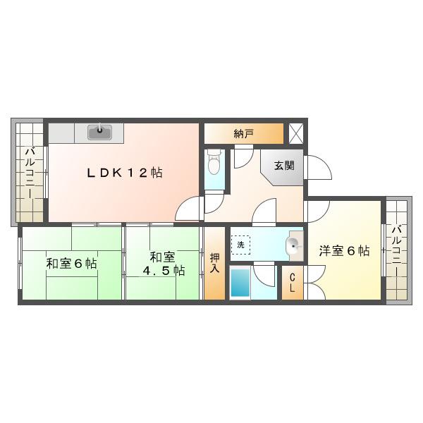 エミネンス有瀬(3LDK/3階)の間取り写真