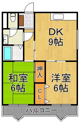 ジェネラス逆瀬川(2DK/2階)の間取り写真