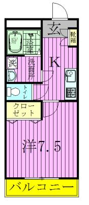 ポワール・K(1K/5階)の間取り写真
