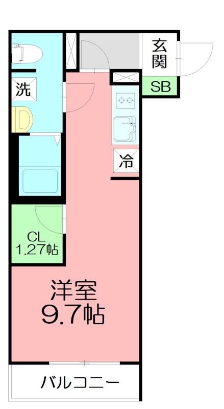 ミッドタウンプレイス(ワンルーム/2階)の間取り写真