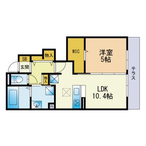 D-ROOM唐原C棟(1LDK/1階)の間取り写真