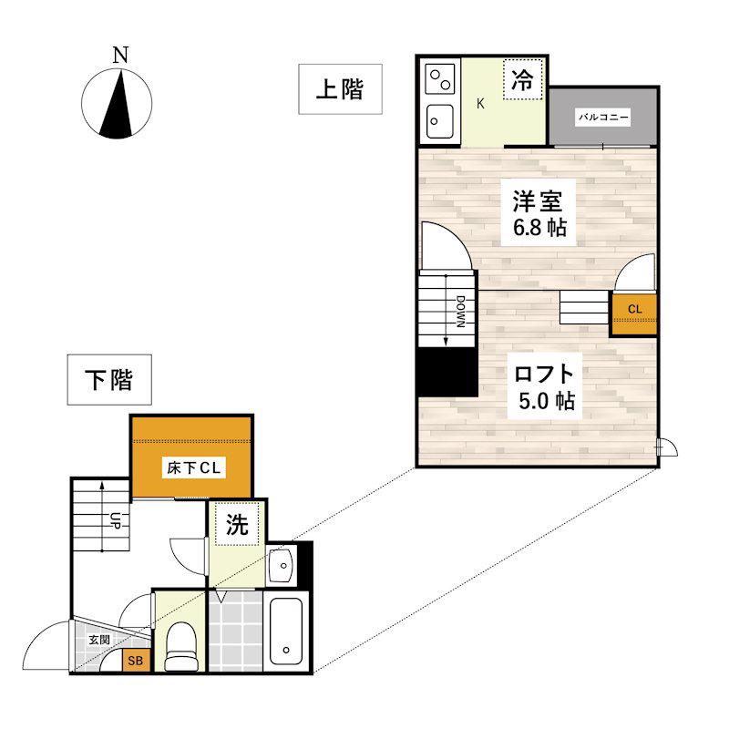 ADC田迎南SUN(1K/1階)の間取り写真