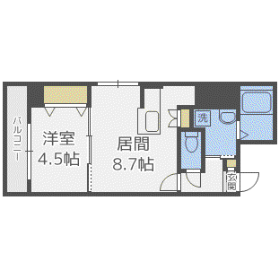 ノースプレミア大通北(1LDK/9階)の間取り写真