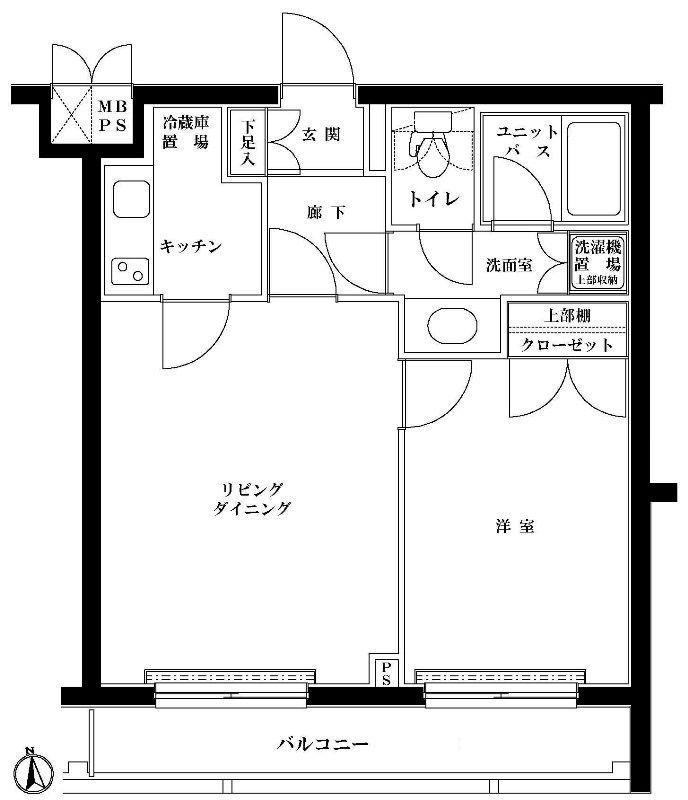 ルーブル早稲田弐番館(1LDK/1階)の間取り写真