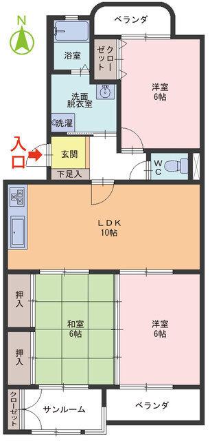 クリエール丸山(3LDK/2階)の間取り写真