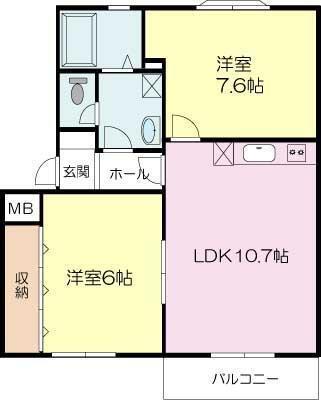 パインウッド(2LDK/2階)の間取り写真