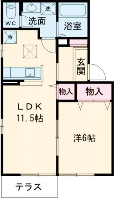 コゥジィーコートKTMS.AB(1LDK/1階)の間取り写真